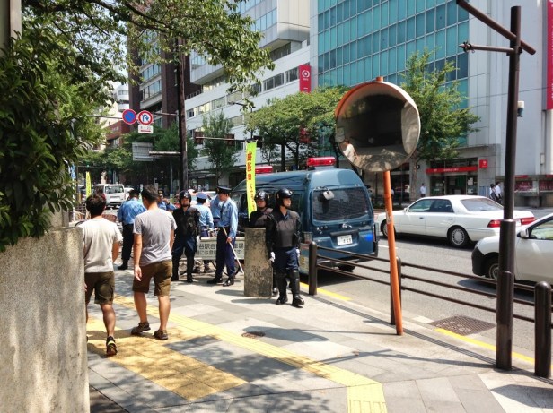 I chose a station a little farther away but still 5 police dressed in riot gear were there to greet people.