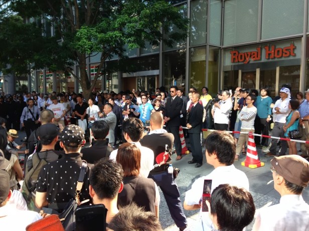 There were lots of people talking about various political angles, notice the men black behind him