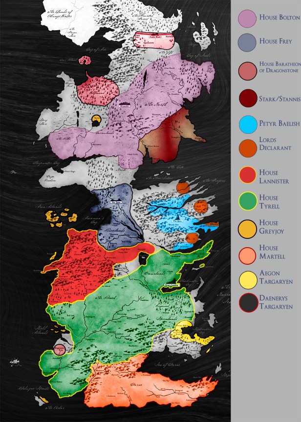 present political map of westeros after Book 5